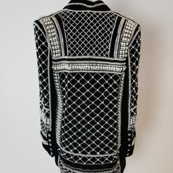 BALMAIN x HM Velvet Beaded Jacket Dress Size US 02 - Picture 2 of 6